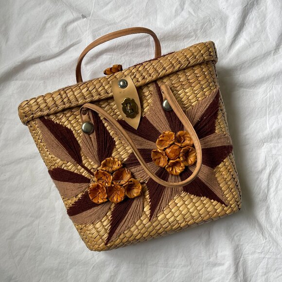 Vintage Straw Mexican Basket bag, 1960s - Picture 1 of 7